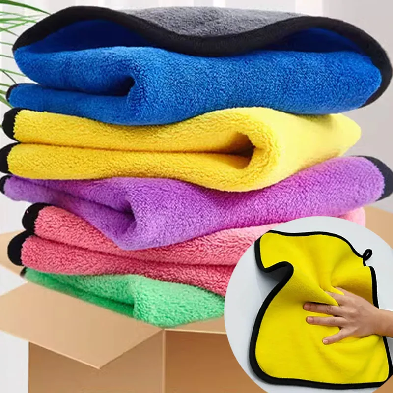 Microfiber Towel Detailing - 1/5pcs Thicken รถผ้าขนหนูทําความสะอาดไมโครไฟเบอร์ Thicken Double Layer