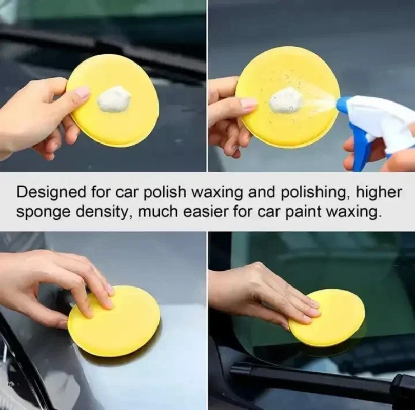 Wax Applicator Pad - ฟองน้ำขัดเคลือบสีรถยนต์ 6 ชิ้น - ฟองน้ำขัดเคลือบสีด้วยมือ สำหรับทำความสะอาดและขัดเงารถยนต์