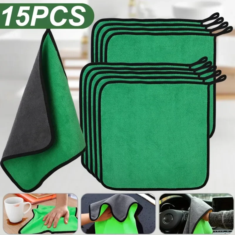 Microfiber Towel Detailing - 5/15pcs ผ้าขนหนูทําความสะอาดไมโครไฟเบอร์ผ้าทําความสะอาดรถยนต์รายละเอียดรถแห้งผ้าเช็ดตัวไมโครไฟเบอร์ในครัวเรือนซักผ้าเช็ด Rag เครื่องมือ