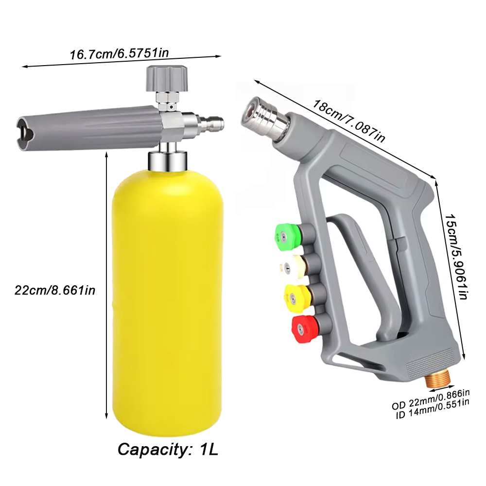5000psi แรงดันสูงปืนฉีดน้ําล้า - Foam Cannon Car Wash บทวิจารณ์และราคา
